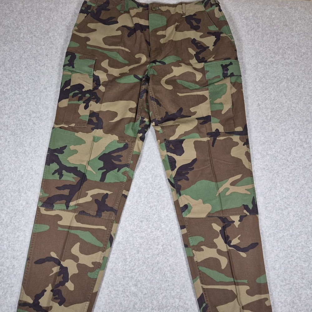Y2K Propper BDU Combat Pants Mens Large Green Woodland Camo Double Knee Military